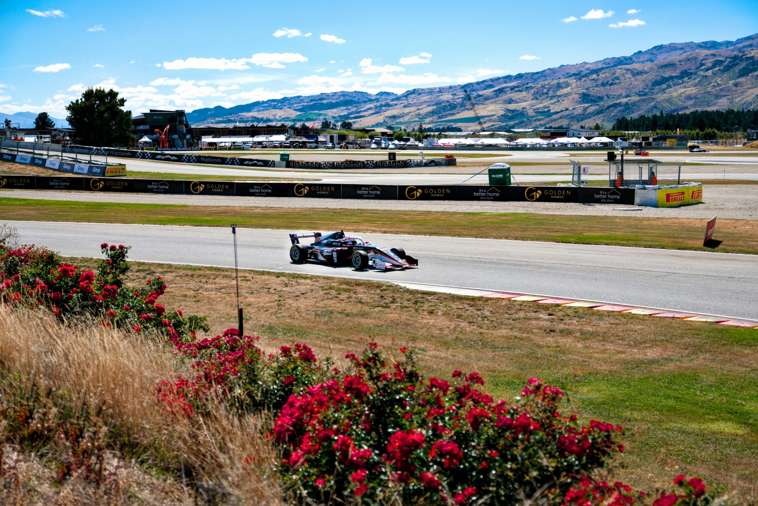 A race car driving down a race track